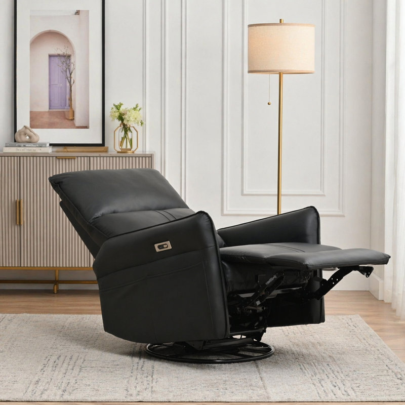 Fauteuil inclinable électrique à bascule, Polyuréthane, Noir, 270°