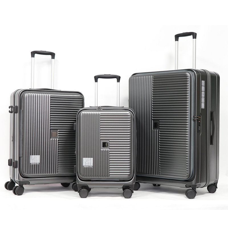 Luggage,with front opening,TSA approved lock,hardshell suitcase, Cement Gray
