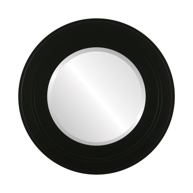 Miroir décoratif rond encadré Rubalcava, H 20 po x l 22 po, Noir mat