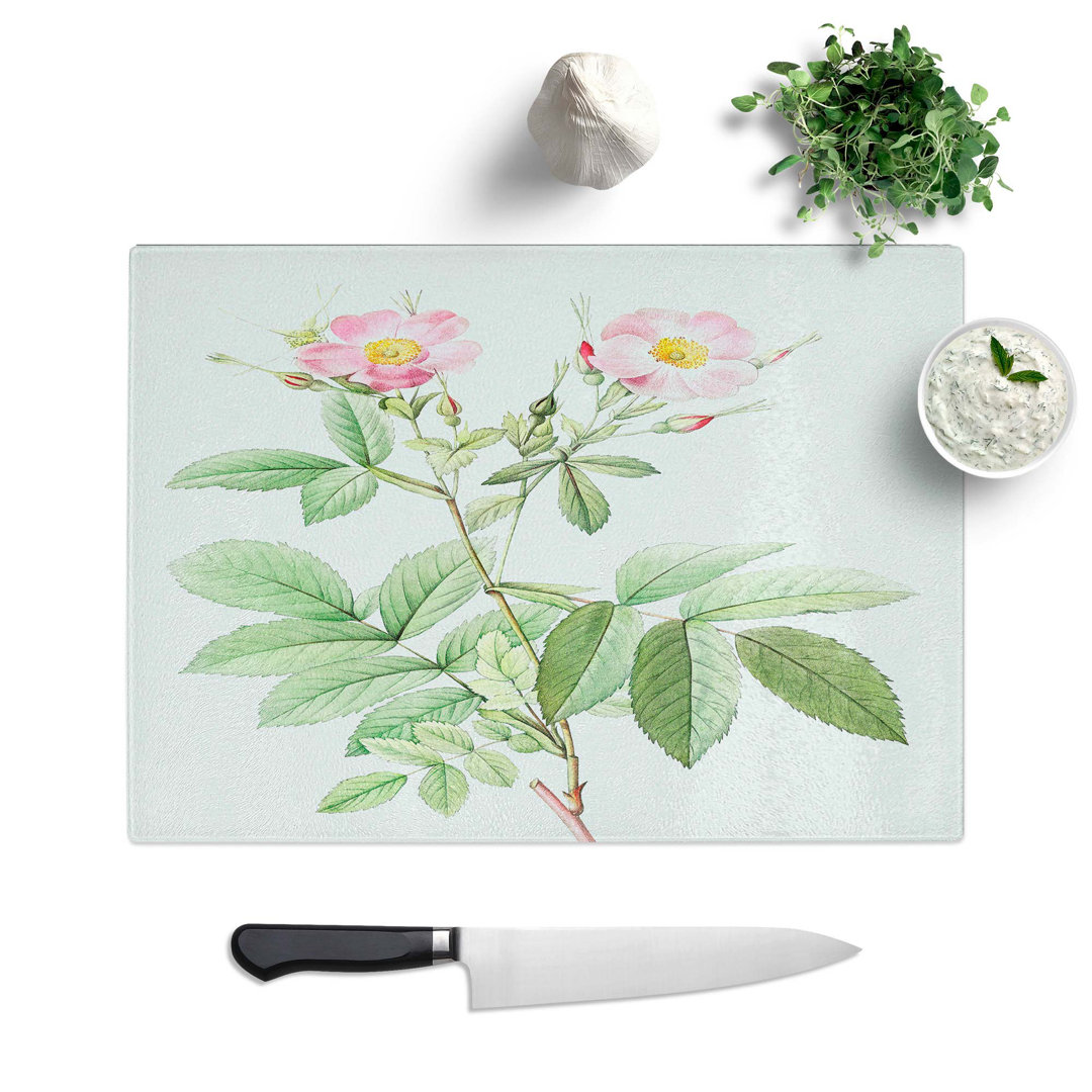 Tempered Glass Alpine Rose Chopping Board