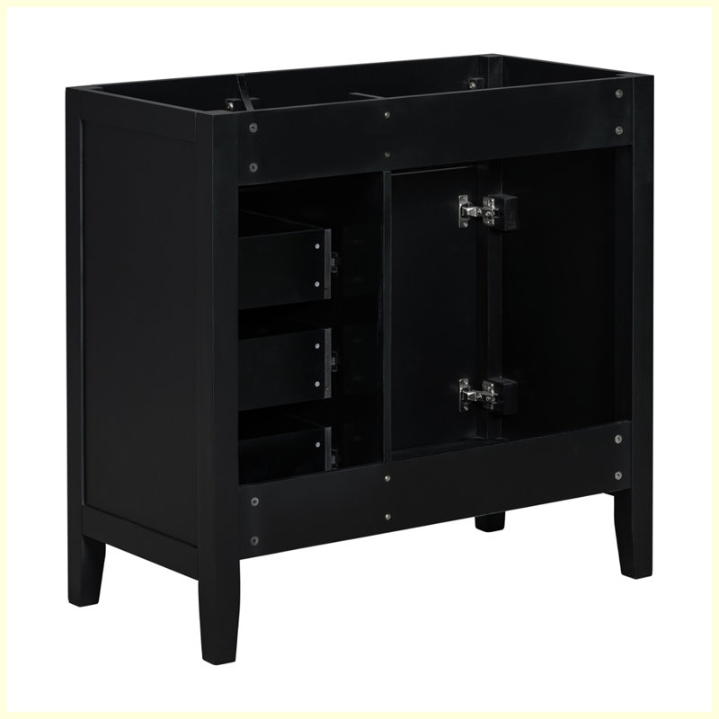 Meuble-lavabo moderne avec armoire et tiroirs, Noir, noir, noir, noir