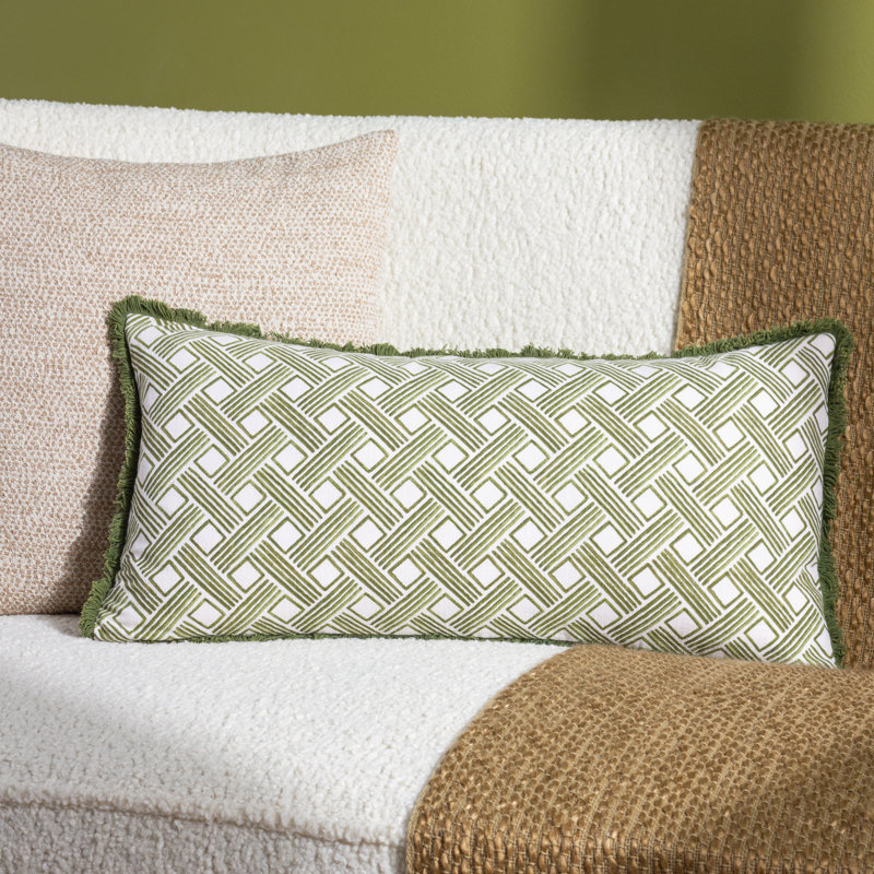 Alexa Geometric Green Rectangular Throw Cushion