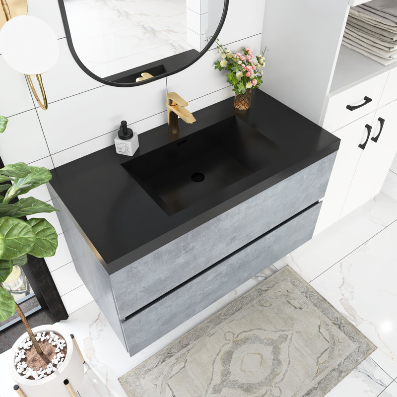 Ensemble de meuble-lavabo simple 42 po avec plateau en quartz Eloiza