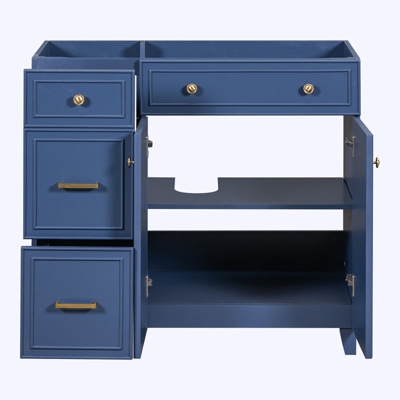 Meuble-lavabo de salle de bain sans lavabo, avec armoire, Bleu