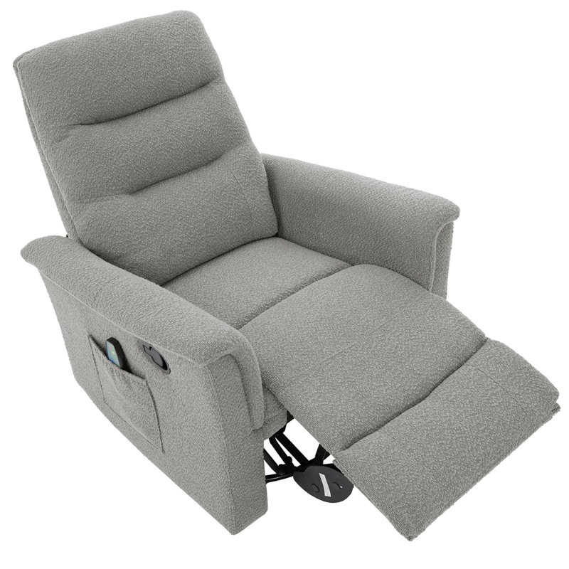 Manual Recliner Chair Rocking and Swivel Recliner Nursery Rocking Recliner Massage Recliner with 8-Point Massage Function and Adjustable Backrest for Living Room, Bedroom and Nursery