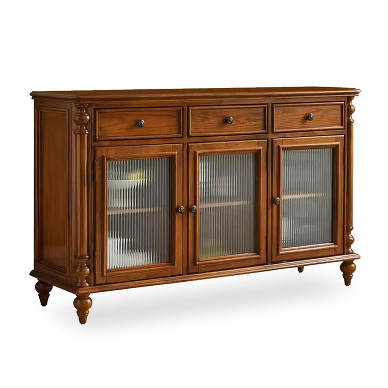 American Style Solid Wood & Glass Sideboard