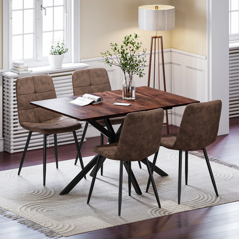 4 - Person Drop Leaf Dining Set, Brown, Brown
