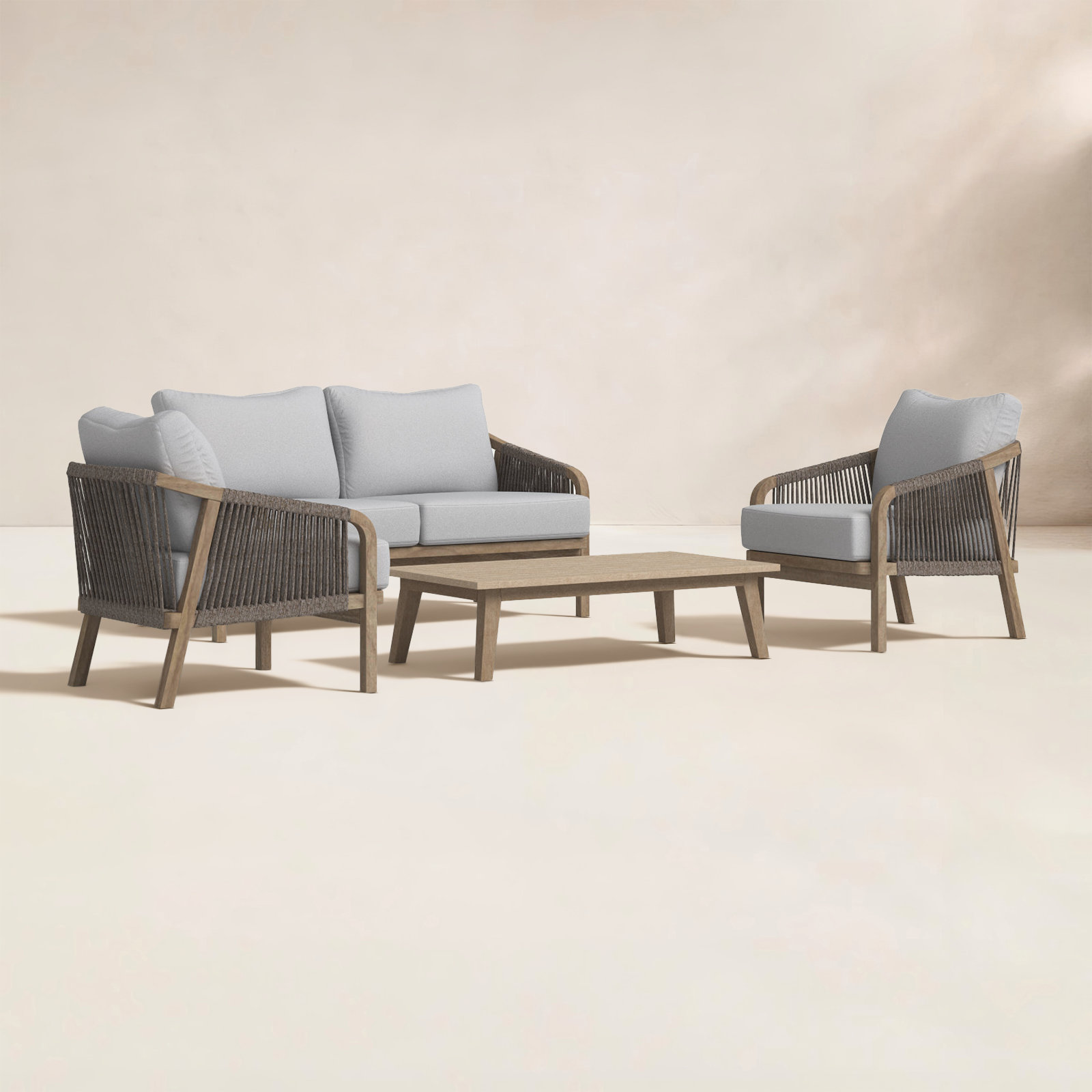 Naila 4-Person Acacia Patio Seating Group, Beige