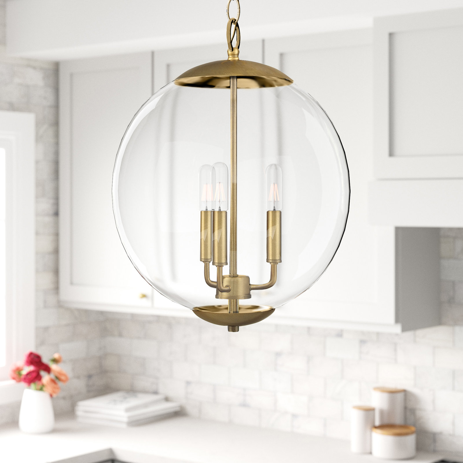 Patterson Chandelier, Natural Brass