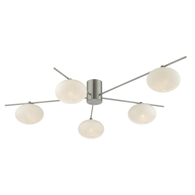 Kendra Glass Semi Flush Mount, Satin Nickel