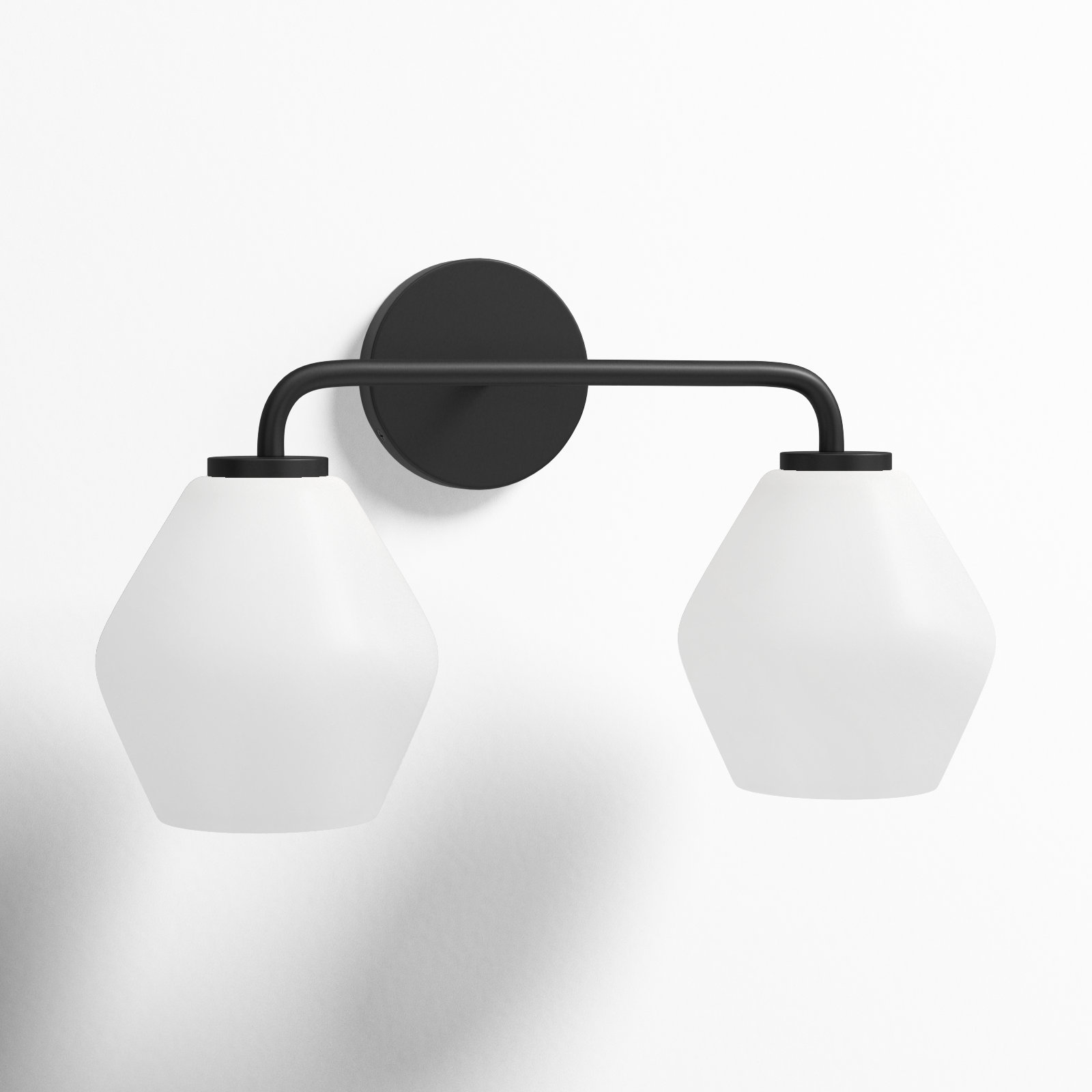 Rooks 2-Light Dimmable Vanity Light, Midnight Black, White