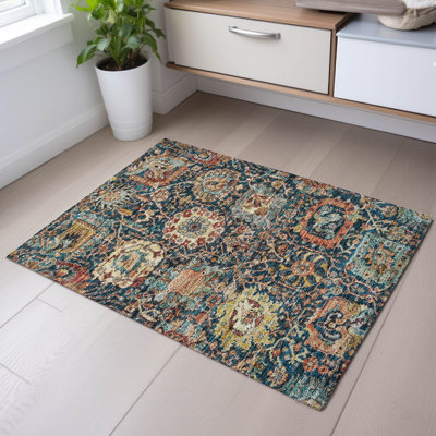 Premium Machine Washable Wayne AMF1101 Damask Rug