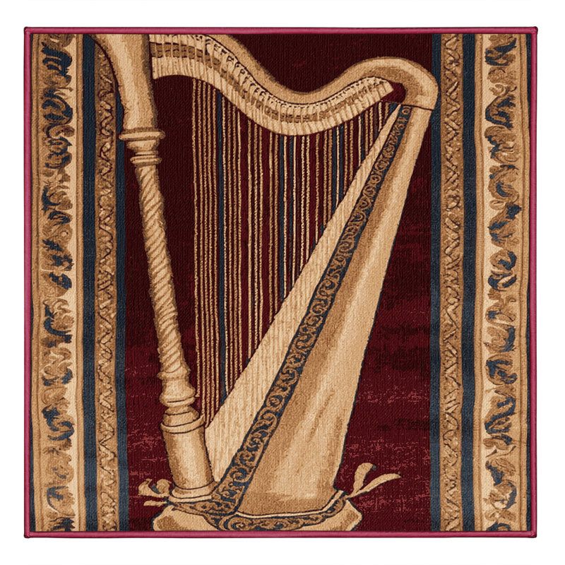 Washable Harp Music Area Rug, Rectangle 5' x 7'