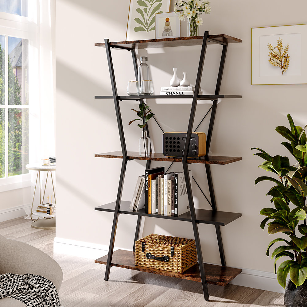 Tympanick 137.5cm H x 80cm W Iron Etagere Bookcase