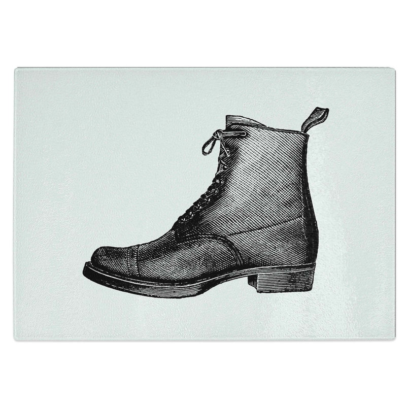 Tempered Glass Boot Illustration Chopping Board, 28.5 cm W x 20 cm L