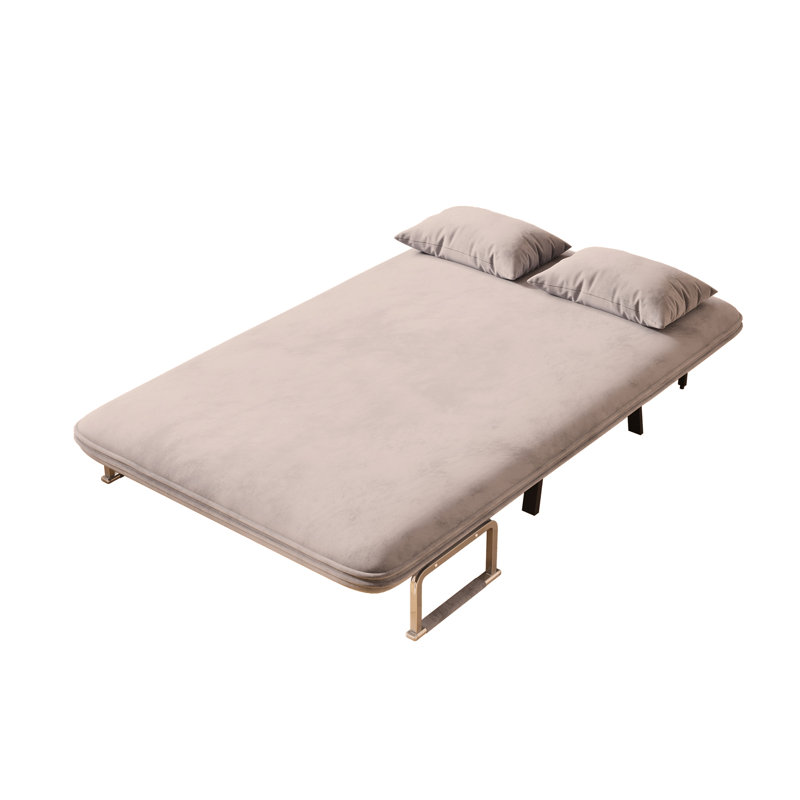 Convertible Chair Bed, Black Velvet, 14.2" H x 39.4" W x 74.8" D