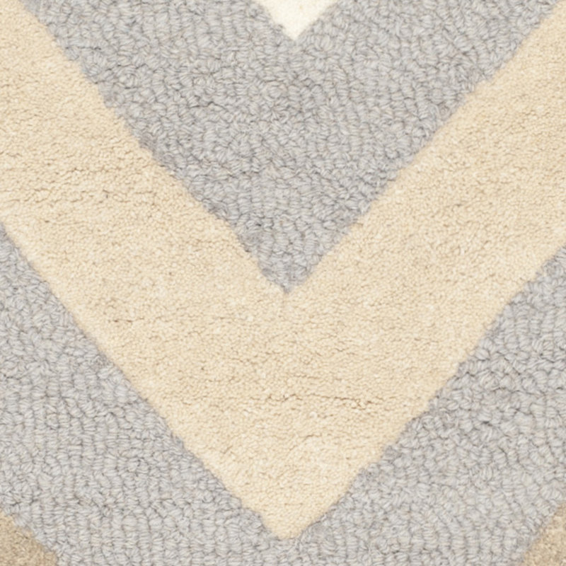 Ivory and Gray Hand-Tufted Wool Chevron Area Rug