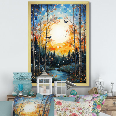 «Forest Silent Symphony Pointillism III» - Décoration murale paysage et nature