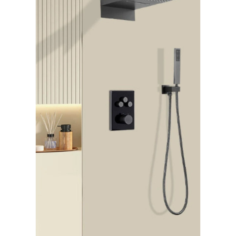 Ensemble de douche thermostatique encastré en laiton, robinet de baignoire à pression