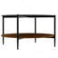 Table basse de style Mid-Century moderne avec plateau en verre + tablette de rangement en bois, structure en métal noir, conception ronde, peu encombrante, 32,28 pouces, table basse moderne de style Mid-Century noir transparent avec plateau en verre + l-1505357699