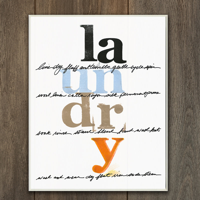 «White with Colors Laundry Instructions», reproduction d'art textuel sur toile, H 15 po x l 10 po, Plaque murale