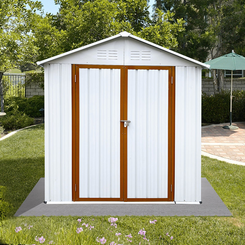 Outdoor Storage Sheds 6Ftx4ft Apex Roof, White, 75.65" H x 73.05" W x 50.05" D