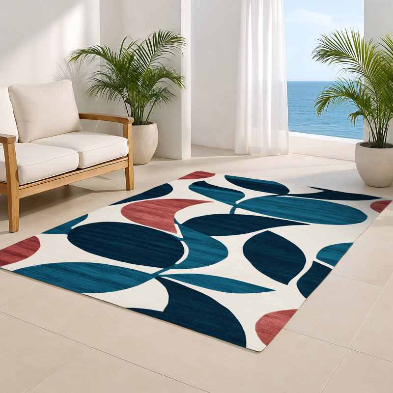 Tapis intérieur et extérieur vert Watercolor, Rectangle 2' x 3'