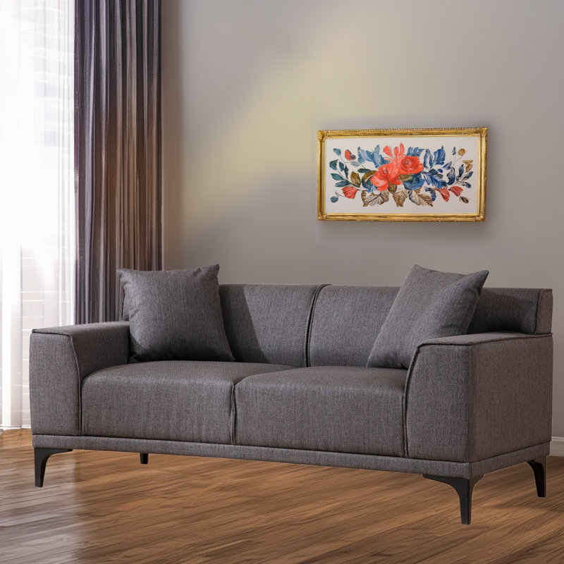 Tice Upholstered Sofa, Anthracite, 33.9'' H X 64.2'' W X 27.2'' D