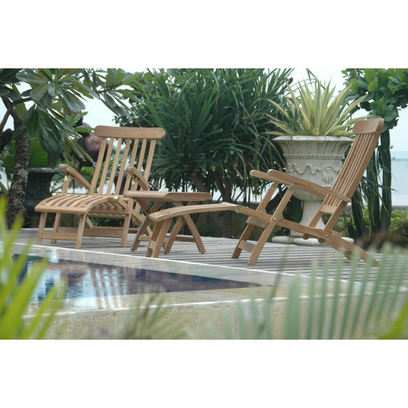 Royal Teak 3-Piece Outdoor Armchair and Stool Set