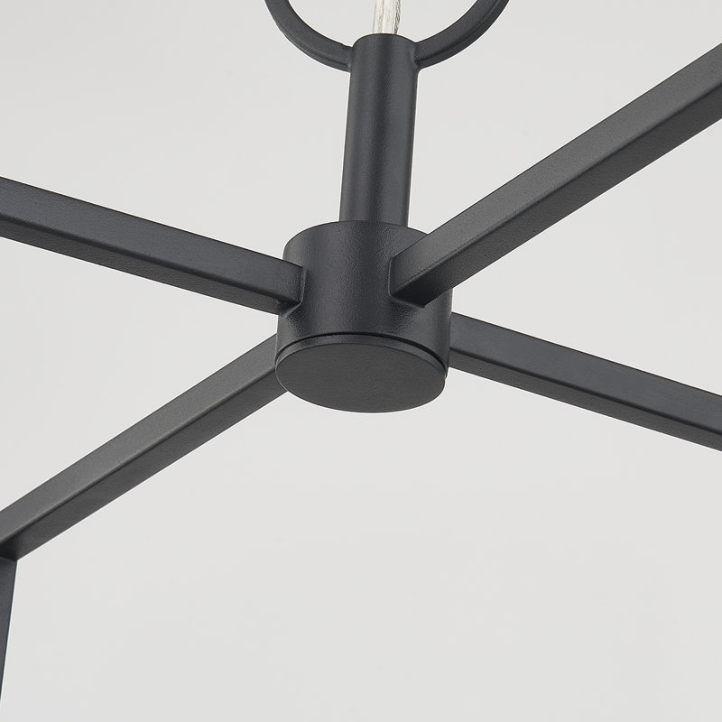Luminaire suspendu 4 lumières, Noir texturé, H 24,5 po x l 15 po x P 15 po