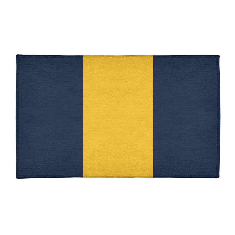 Tapis bleu/jaune à rayures minuit, Rectangle 2 pi x 3 pi