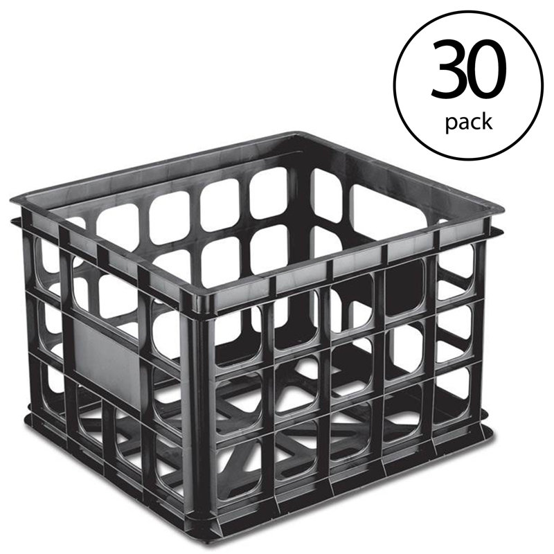 Sterilite Multipurpose Plastic Storage Box Organizing Crate, Black