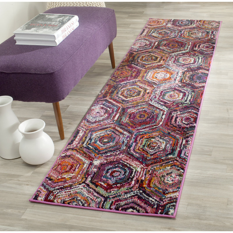 Tapis rose / mauve Chana, Tapis de couloir 2 pi 2 po x 8 pi