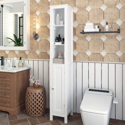 Armoire de salle de bain autoportante 66,92 "avec tablettes réglables - 1 porte mince pour maison, salle de bain, cuisine, véranda