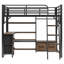 Lit mezzanine double avec bureau intégré, éclairage et solutions de rangement pour les chambres de jeunes modernes-991792745