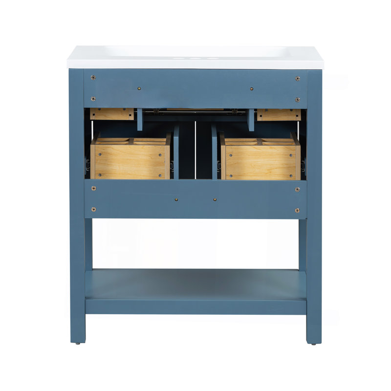 Meuble-lavabo de qualité supérieure avec lavabo en résine et plusieurs tiroirs pour un rangement amélioré