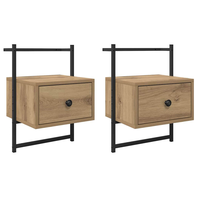 35cm W Manufactured Wood Bedside Table, Artisan Oak