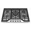 Cosmo 30 po Plaque de cuisson au gaz avec 5 brûleurs, boutons en métal et grilles en fonte Vista Steel