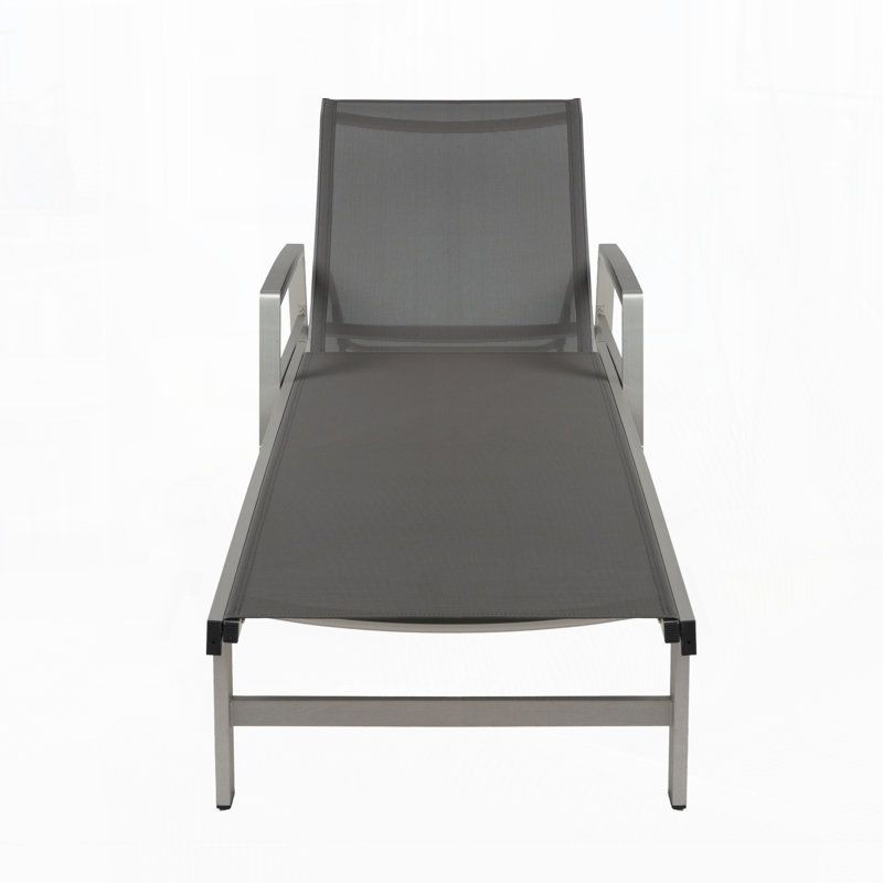 Outdoor Chaise Lounge Chair, Gray/Black