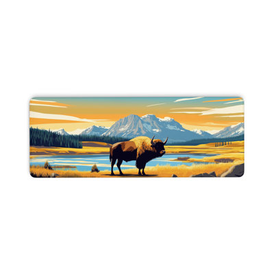 Grand tapis de souris Parc national de Yellowstone, base antidérapante et bords cousus, tapis de clavier motif paysage d'automne, tapis de bureau avec vaches des Highlands pour la maison ou le bureau, épais, 40 x 80 cm. Tasse blanche offerte.