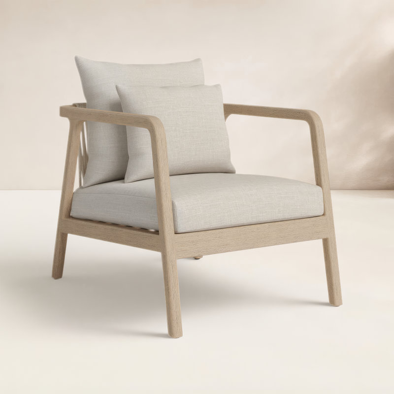 Layne Teak Outdoor Lounge Chair, Brown, Stone Gray