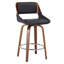 Tabouret de bar 26 po avec pivot en similicuir et bois Worcester Mid-Century - noyer-2045709378