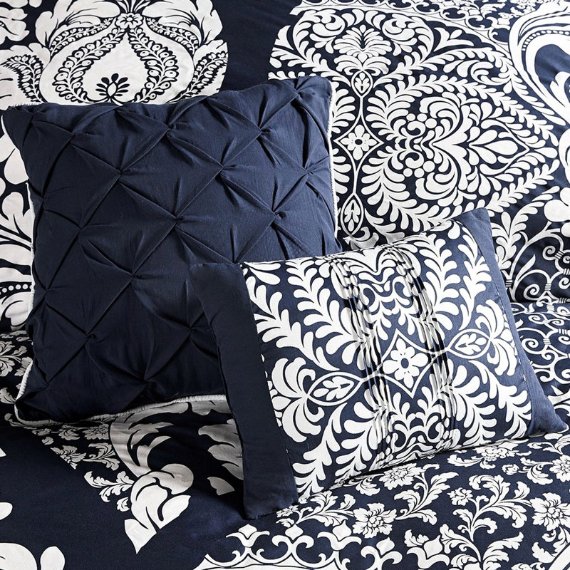 Housse de couette 6 pièces de style transitionnel multicolore avec coussins de bourre à fermeture à boutons