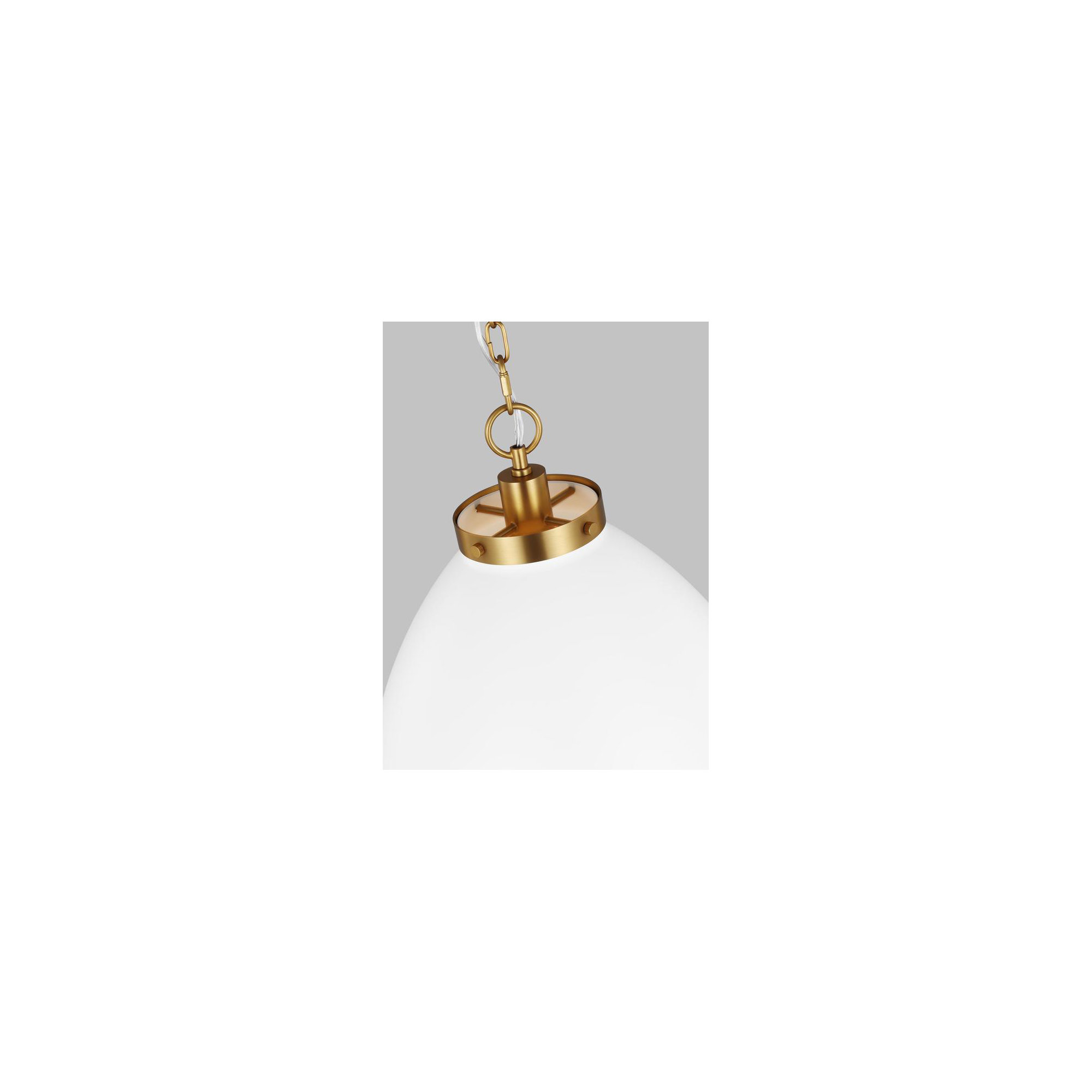 Single Light Metal Dimmable Pendant, Matte White, 19.5" H x 17.5" W x 17.5" D, Burnished Brass