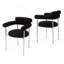 Chaise de salle à manger rembourrée avec pieds en métal (ensemble de 2), noir