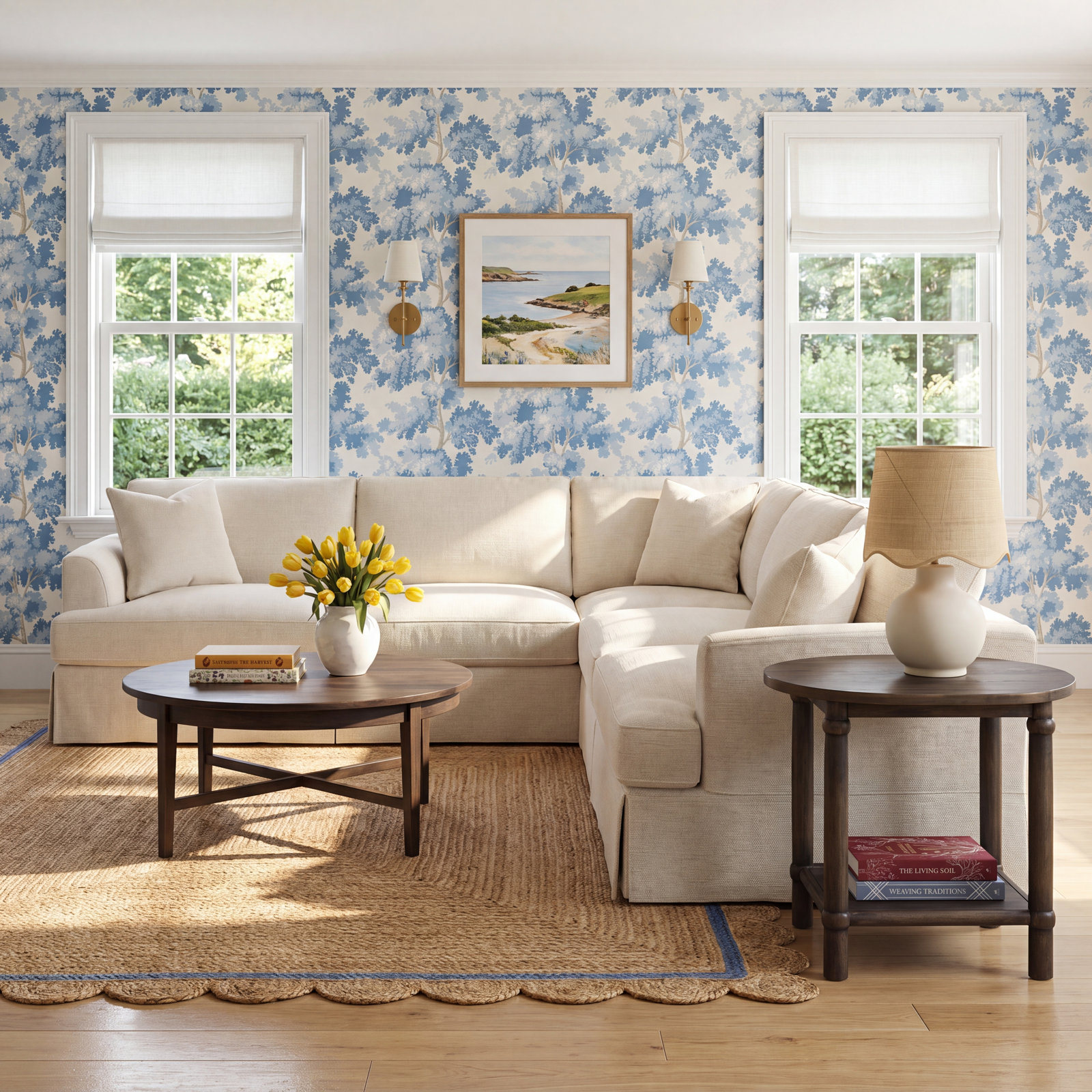 Lucia Sectional, Bevin Natural Linen Blend