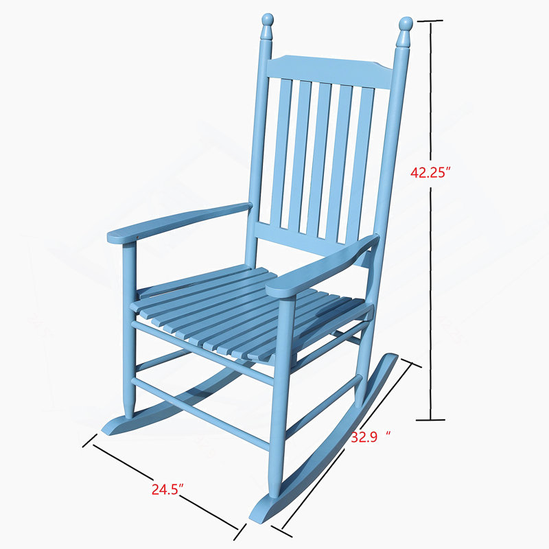 Chaise berçante en bois, Bleu