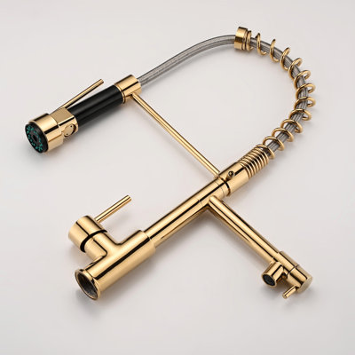 Kitchen Sink Faucet - Pull Down, Stainless Steel, Single Handle, Scratch & Rust , 360 Degree Rotation, 1.8Gpm Max Flow Swivel, Rate