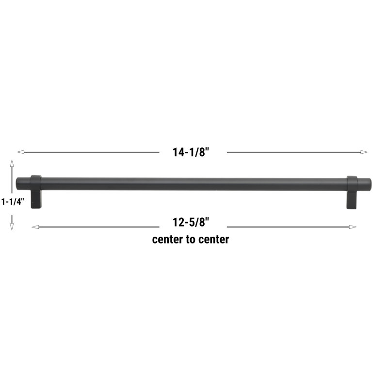 Poignée barre en acier massif GlideRite 12-5 / 8 po (320mm), Noir mat