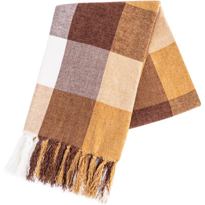 Jeté en chenille Buffalo Paid pour canapé, jeté en velours Buffalo